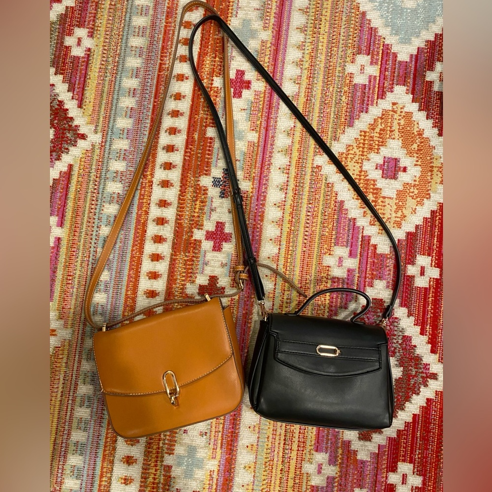 A New Day Black and Tan Women's Handbag Crossbody Bundle Set